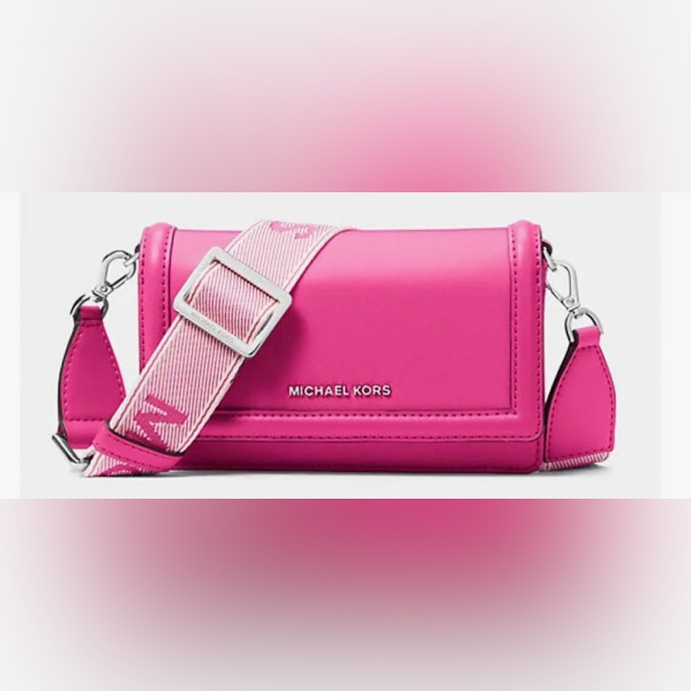 Michael Kors Jet Set Small Nylon Smartphone Crossbody - Fuchsia Pink